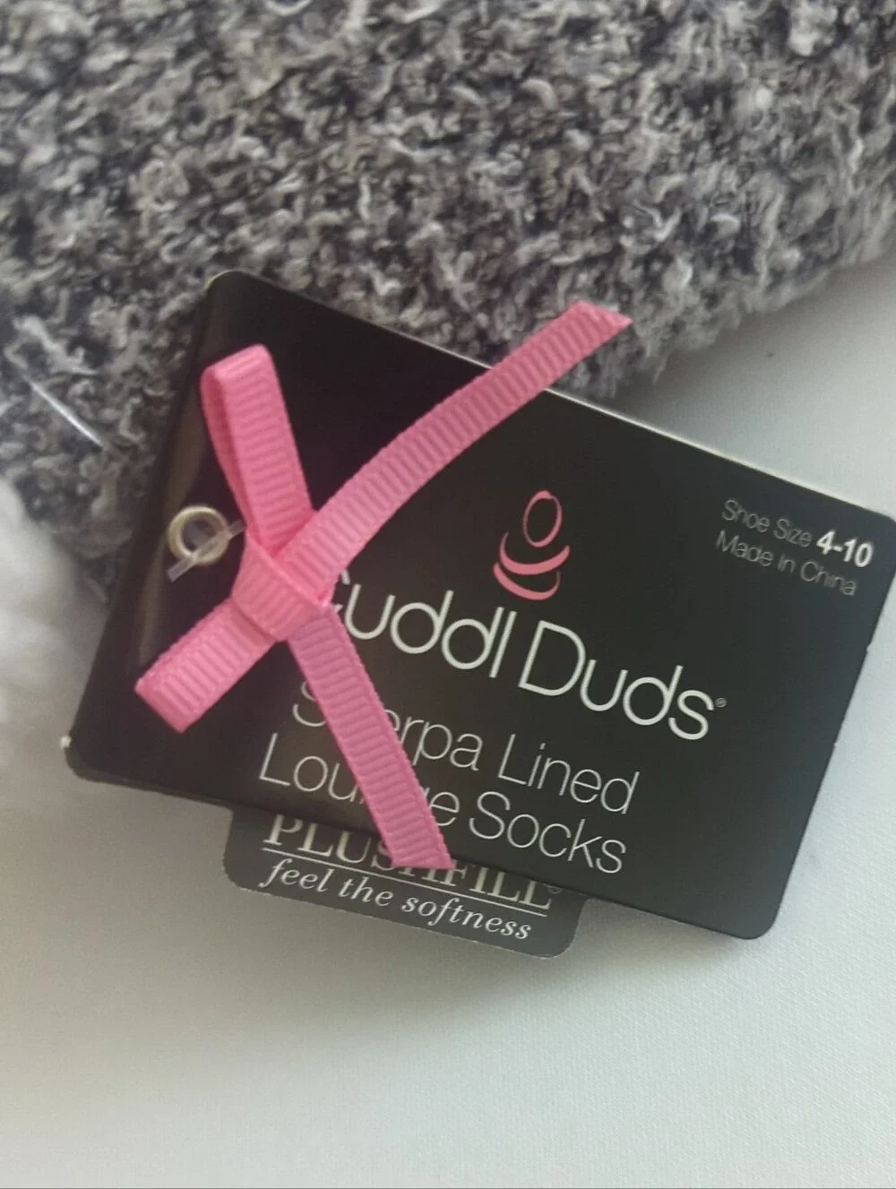 Cuddl Duds Grey Sherpa Lined Lounge Locks Plushfill Size: Shoe Size 4-10 NWT